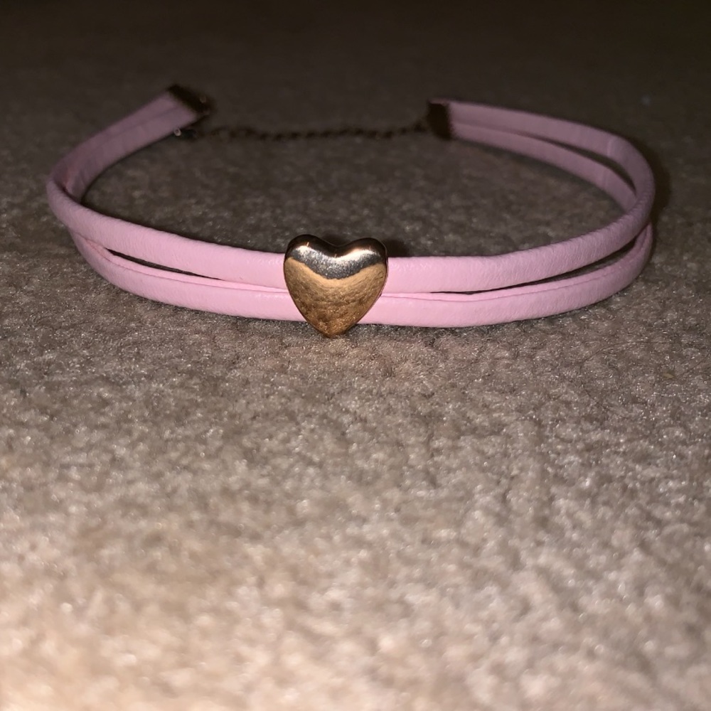 Kids Pink heart choker necklace